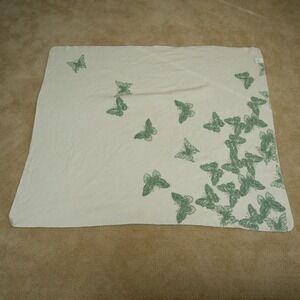 Docofil White Blanket Butterflies Made In Portugal Cotton Acrylic 61.75 x 51.5